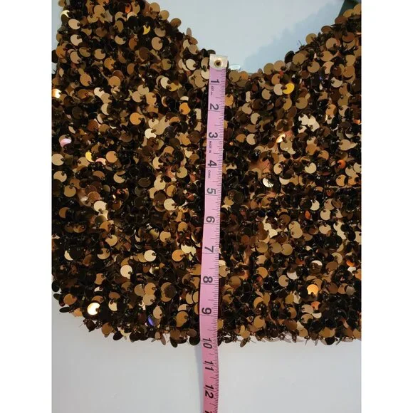 Bronze Sequin Shoulder Bag - Picture 8 of 10